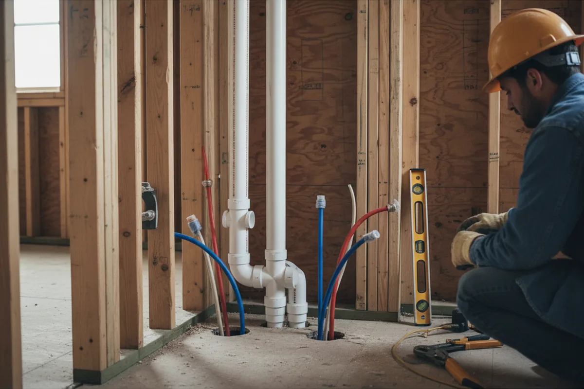 Drain and supply rough-in during Toilet Repair and Installation in Sanford